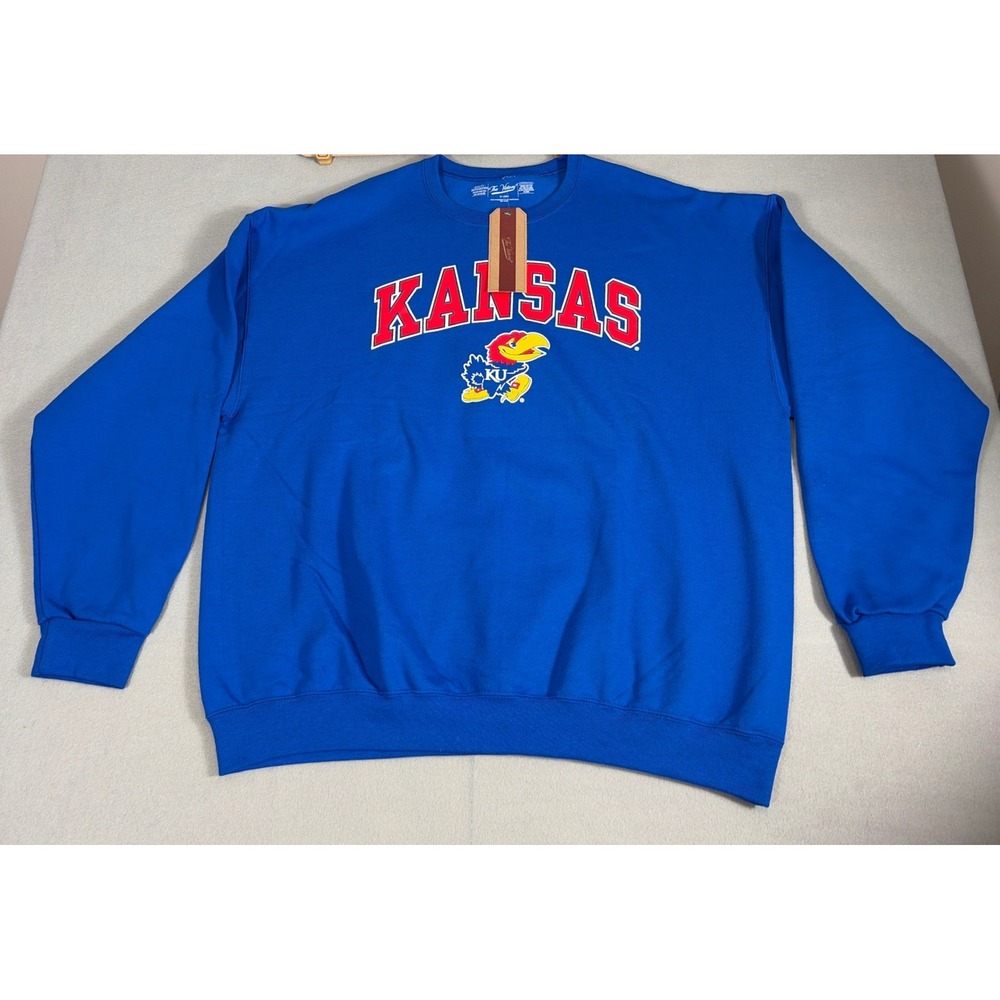 Oversized‎ The Victory Kansas Jayhawks Crewneck Sweatshirt Blue XXL NCAA 0478